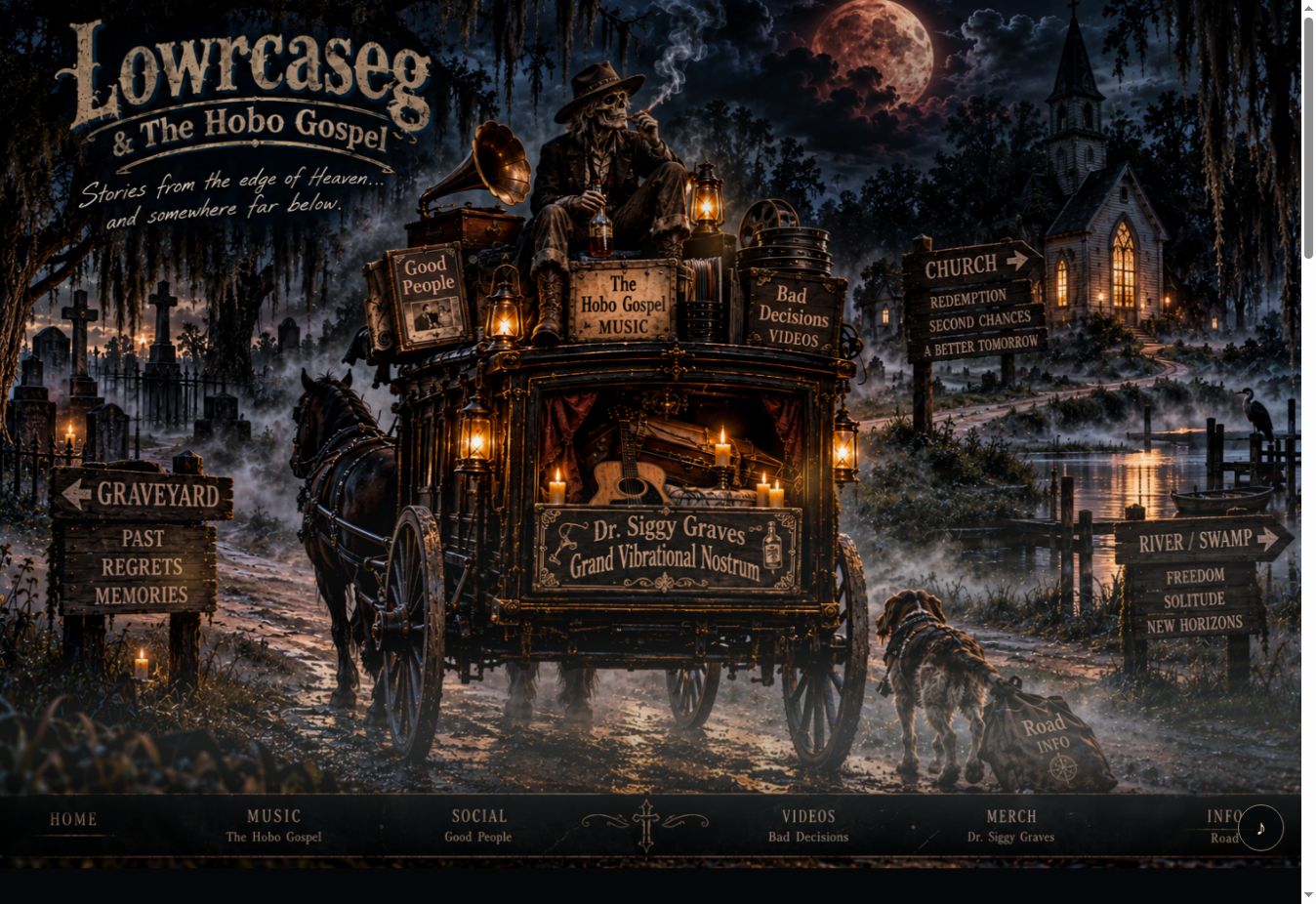 Lowrcaseg & The Hobo Gospel website home page